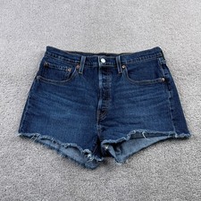 Pantaloncini jeans Levis donna 31 blu 501 taglio originale vita alta denim elasticizzato