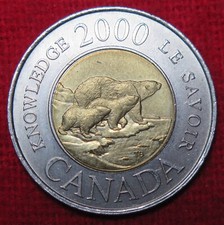 MONETA 2 DOLLARS $2 2000 CANADA KNOWLEDGE LE SAVOIR KM# 399 ORSO POLARE UNC