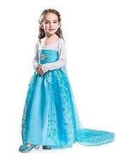 Costume Elsa Frozen Carnevale Halloween Bambina Mantello Fiore