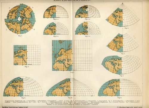 Antica mappa 1897 proiezioni - mappa,