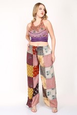 Lotto misto all'ingrosso pantaloni palazzo lunghi patchwork cotone stampato d...