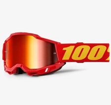 MASCHERA MASCHERINA MX CROSS 100% ACCURI 2 RED GOGGLE ROSSO MIRROR RED