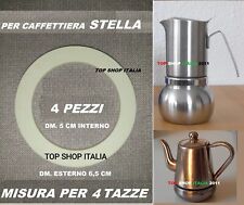 4 PEZZI GUARNIZIONE STELLA  4 TAZZE PER CAFFETTIERA GUARNIZIONI DM.6,5 OFFERTA