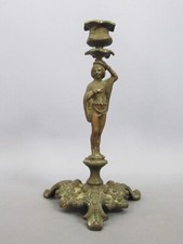 Antico candelabro scultura bronzo servetto portacandela soprammobile primi ‘900