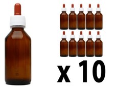 Flacone in vetro scuro 100 ml con tappo autosigillante con contagocce pz.10