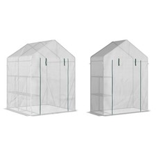 Outsunny Serra da Giardino Copertura PE 2 Scaffali Porta Avvolgibile