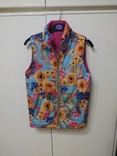 Gilet Giacca Smanicato Bambina Fiori Reversibile Fucsia 12 14 Anni