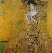 stampa su tela di KLIMT, Ritratto di Adele, effetto dipinto, con telaio e ganci.