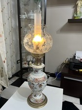 Lampada da Tavolo  Vintage  Porcellana Decorata A Mano Antica Ottone AFC