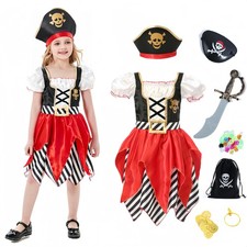 Deluxe Pirate Costume for Girls with Accessories - Toddler 5-6 Years