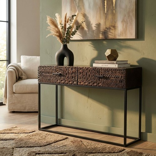 Consolle con decoro - legno, e