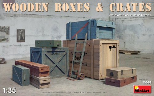 Wooden boxes crates diorama - wooden,