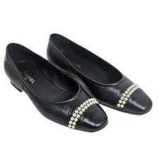 Scarpe décolleté da donna CHANEL G35403 ecopelle nera perla US 6,5 EU 36,5 C