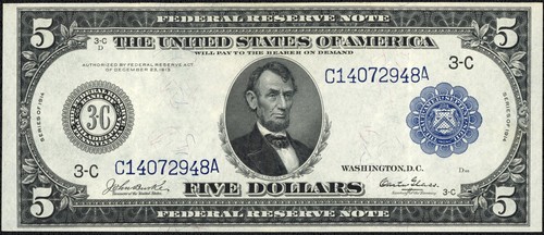 Banconota dollari 1914 - 5,