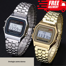 Casio Style Men's and Women's Unisex Vintage Retro Alarm Watch Silver and Gold