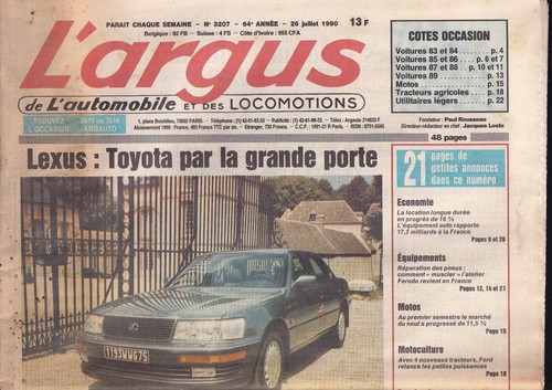 Argus 3207 toyota lexus - n°3207,