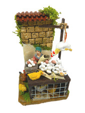 Scena Ovaiola Cm 5x6x9h + Pastore cm 4,5 Venditore di Uova Scenografia Presepe