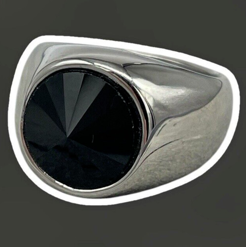 Anello pietra nera rotonda - nera,