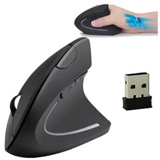 MOUSE VERTICALE WIRELESS ERGONOMICO POLSO TUNNEL CARPALE 6 TASTI DPI REGOLABILI