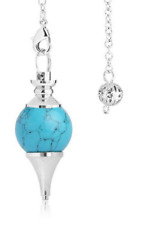 P04 Pendolo Pendolino Sfera in Pietra Naturale Turchese Blu per Radiestesia 