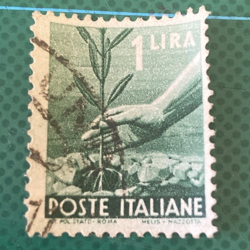 Francobollo lira annullato - francobollo, 1