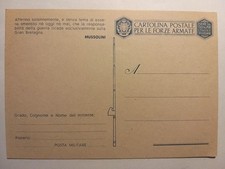 Cartolina Postale per le Forze Armate. Franchigia.