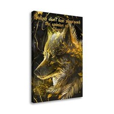 Quadro moderno stampa su tela motivazionale Lupo Gold Style canvas