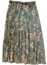 SHEIN Gonna lunga azzurra a ruota fiori beige rosa ragazza donna taglia L