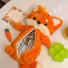 Carino peluche sacchetto penna cartone animato volpe bambola astuccio matite grande capacità cancelleria