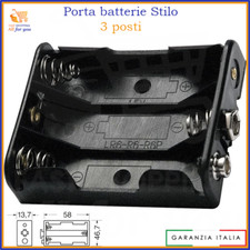 Portabatterie aa porta batteria batterie pile stilo 3 posti in plastica con clip