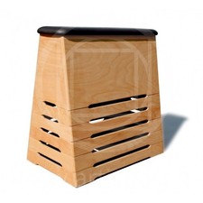 Plinto a cassoni in legno, rivestito in cuoio naturale, Morale Sport, g152