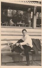  B4 - Foto Photo Fotografia Fotocartolina anni 60 - Uomo Pattini Ghiaccio