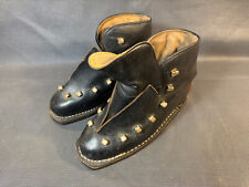 Antica Coppia Scarpe Sci IN Pelle Fit Sport Grenoble Déco Chalet Montagna