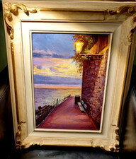 PITTORE FELICE BODEI -NERVI LA PASSEGGIATA 'TRAMONTO D'ESTATE'