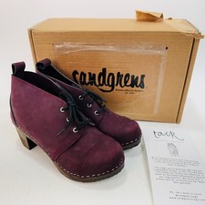 Stivali zoccoli in legno fatti a mano svedesi Sandgrens | punta Chukka Cap / PLUM US taglia 7,5