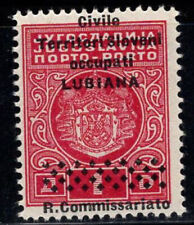 Sass. Lubiana 1941 7 h MNH 100% affrancatura dovuta 1d, sovrastampa si sposta verso l'alto