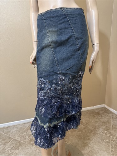 Gonna donna blu denim cotone