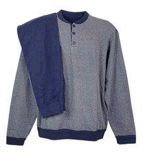 Pigiama uomo invernale Punto Milano Felpato taglie grandi Irge CU75 blu