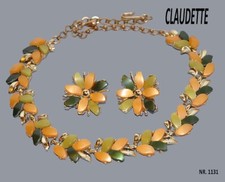Claudette Jewelry Co. N.Y, demi parure collier, orecchini anni 50