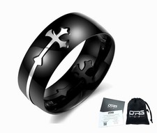 Anello Acciaio Inox Nero Croce