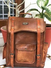 Zaino da uomo 17" vintage in pelle di qualità GVB per laptop borsa a tracolla...