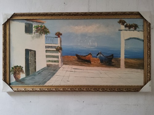 Dipinto paesaggio barche mare