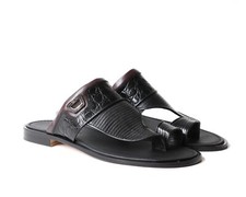 Giampieronicola 5716 sandali push-in-toe neri italiani stampa crock/lucertola