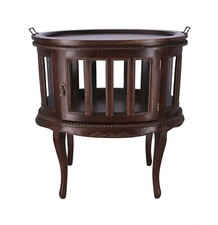 Tavolino in legno di mogano vetrina da bar ovale con vassoio superiore inglese 