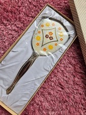 Specchio a mano retrò Showa vintage design floreale 27 5 cm 11 cm oggetto raro