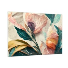 Quadro vetro 100x70cm fiori - su,