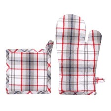 Set presina e guanto forno cotone tartan grigio grigio