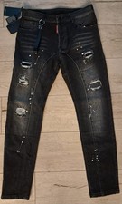 Jeans Dsquared2 Black Denim Taglia 50 Skinny Fit Con Strappi 
