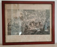 Antico quadro incisione su rame Battaglia di Castiglione cornice noce fine 800