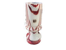 Carlo Moretti Murano vaso viola bianco tecnica striatura 22 cm